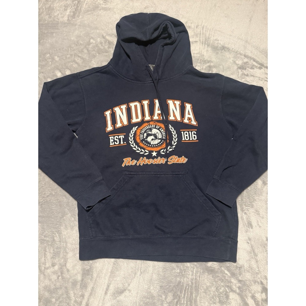 Point Sportswear Hoodie Mens Small Navy Blue Indiana Pullover Graphic S